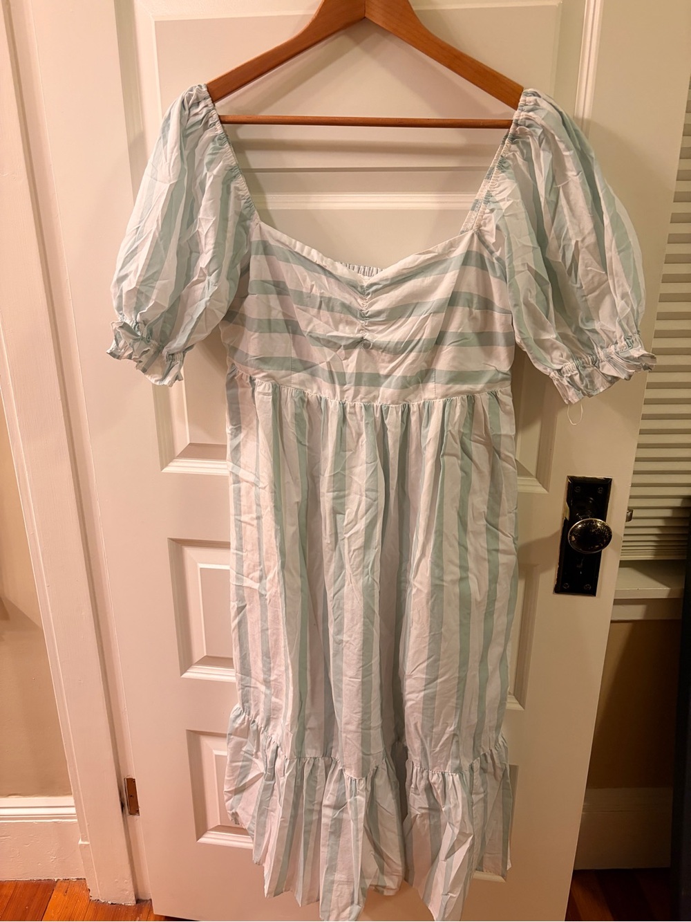 Abercrombie & Fitch Light Blue and White Striped Midi Dress